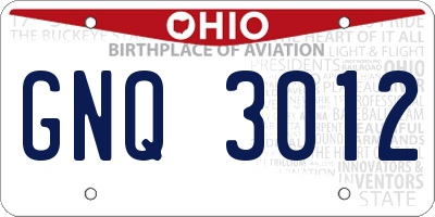 OH license plate GNQ3012