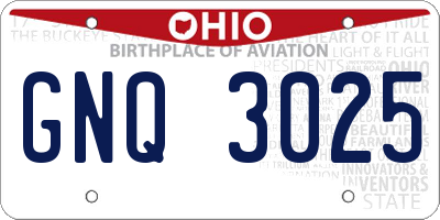 OH license plate GNQ3025