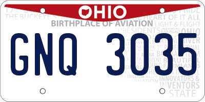 OH license plate GNQ3035