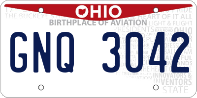 OH license plate GNQ3042