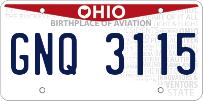OH license plate GNQ3115