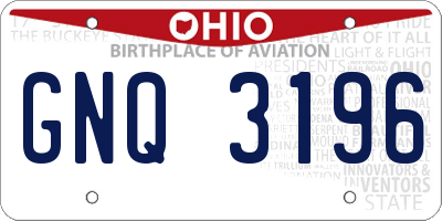 OH license plate GNQ3196