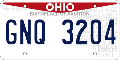 OH license plate GNQ3204