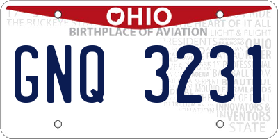 OH license plate GNQ3231