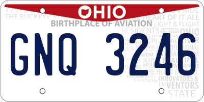 OH license plate GNQ3246