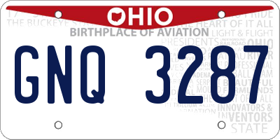 OH license plate GNQ3287