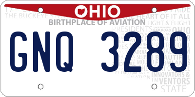 OH license plate GNQ3289