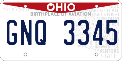 OH license plate GNQ3345