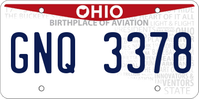OH license plate GNQ3378