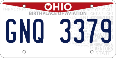 OH license plate GNQ3379