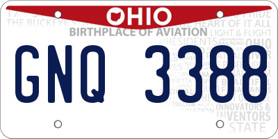 OH license plate GNQ3388