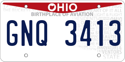 OH license plate GNQ3413