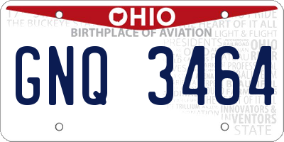 OH license plate GNQ3464