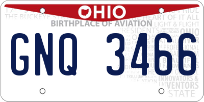 OH license plate GNQ3466