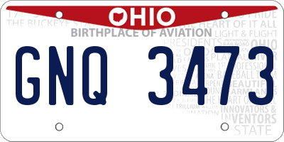 OH license plate GNQ3473