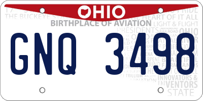 OH license plate GNQ3498