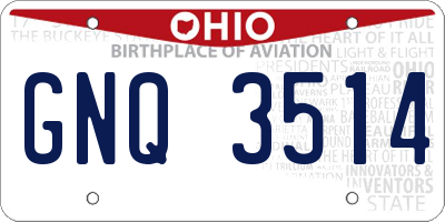 OH license plate GNQ3514