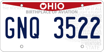 OH license plate GNQ3522