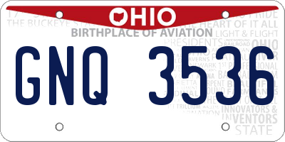 OH license plate GNQ3536