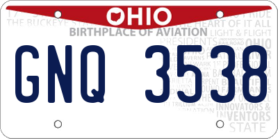 OH license plate GNQ3538