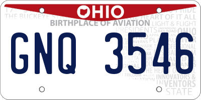OH license plate GNQ3546