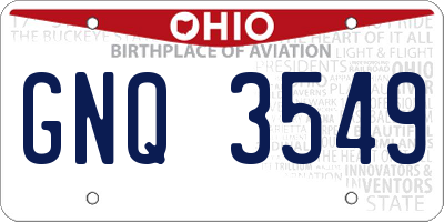 OH license plate GNQ3549