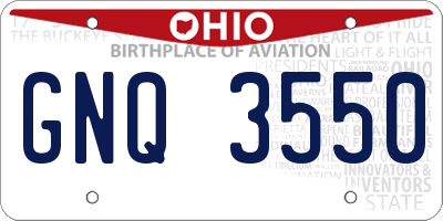 OH license plate GNQ3550