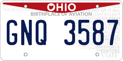 OH license plate GNQ3587