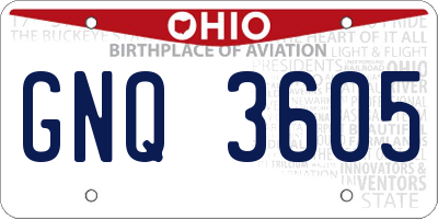 OH license plate GNQ3605