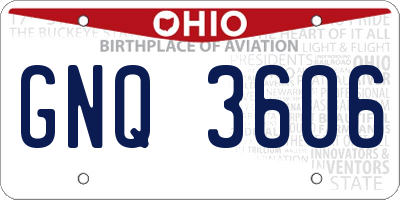 OH license plate GNQ3606