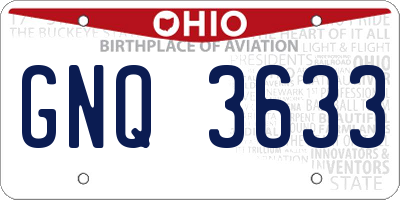 OH license plate GNQ3633
