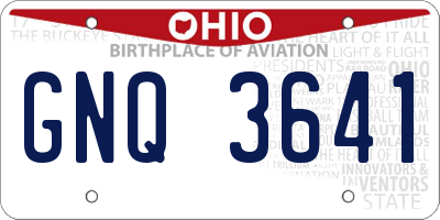 OH license plate GNQ3641