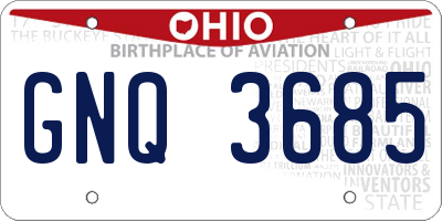 OH license plate GNQ3685