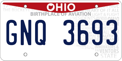 OH license plate GNQ3693