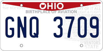 OH license plate GNQ3709