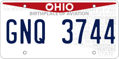 OH license plate GNQ3744