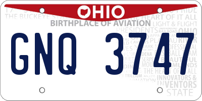 OH license plate GNQ3747