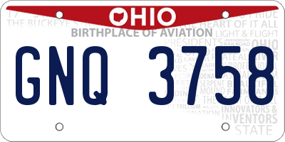 OH license plate GNQ3758