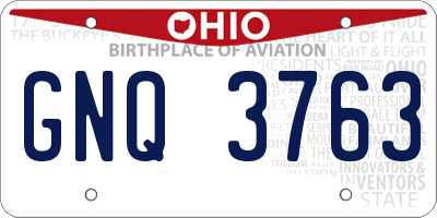 OH license plate GNQ3763