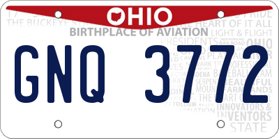 OH license plate GNQ3772