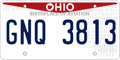 OH license plate GNQ3813