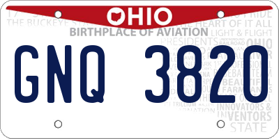 OH license plate GNQ3820