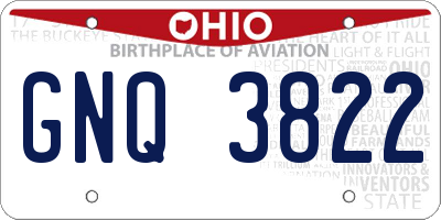 OH license plate GNQ3822