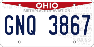 OH license plate GNQ3867