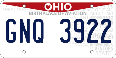 OH license plate GNQ3922