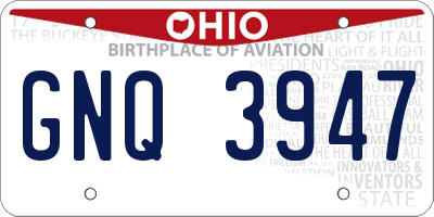 OH license plate GNQ3947