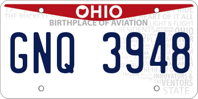 OH license plate GNQ3948