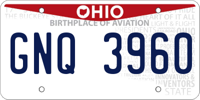 OH license plate GNQ3960