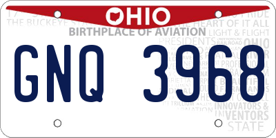 OH license plate GNQ3968
