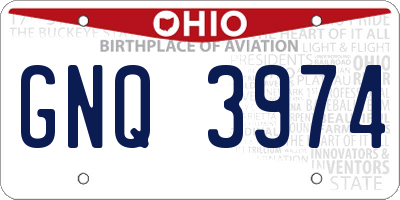 OH license plate GNQ3974